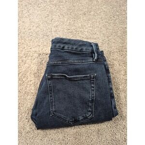 Good American Good Legs Skinny Jeans Dark Blue Raw Hem GLCFH941T Womens 6/28